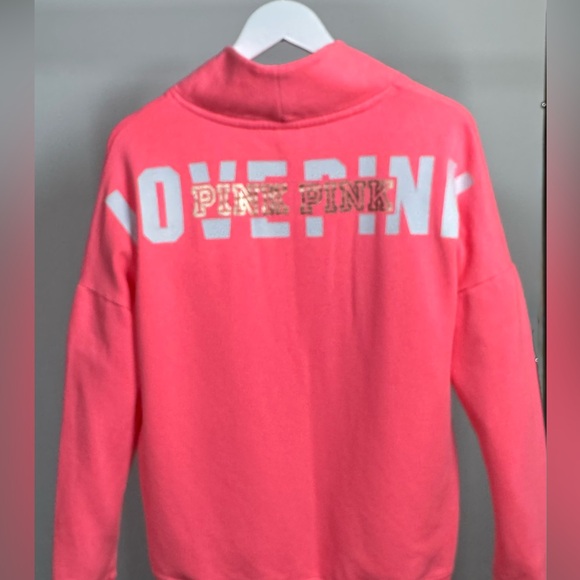 PINK Victoria’s Secret Pullover Sweatshirt Large Pink Logo Crewneck Lounge - Picture 2 of 6